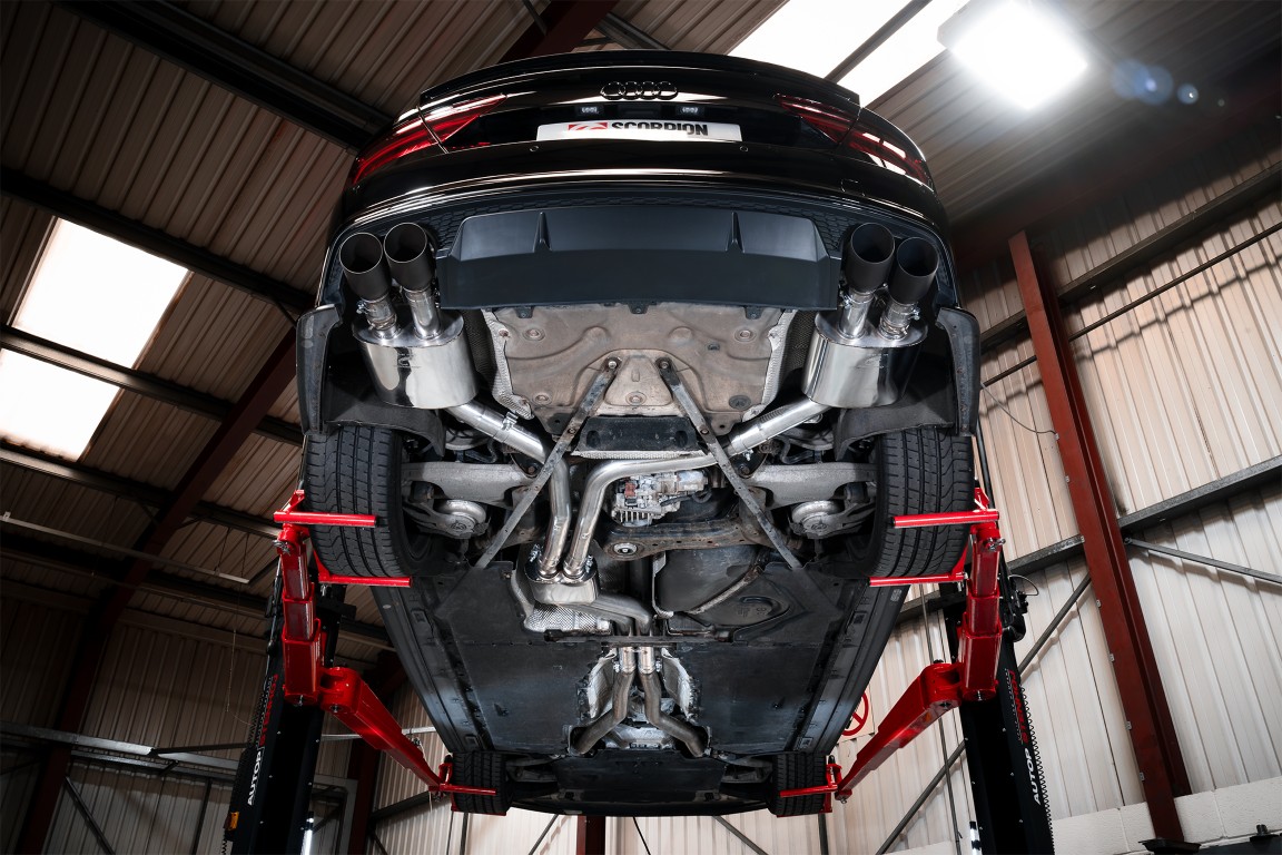 Scorpion Exhaust Resonated Half System With Electronic Valves Daytona Black Ceramic Tailpipe Audi S6 C7 2012-2018