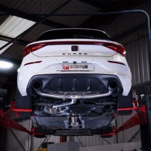 Scorpion Exhaust Resonated GPF Back Ceramic Black Trim Seat Cupra Leon 245 2.0 Tsi 2021-2024