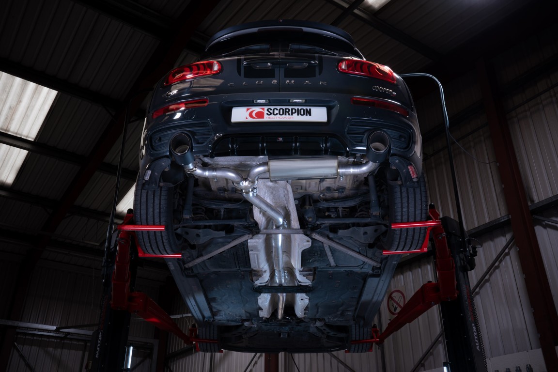 Scorpion Exhaust Tunr Non Resonated Cat-Back System Ascari Tailpipe Mini Cooper S Clubman F54 Non-GPF Models 2015-2018