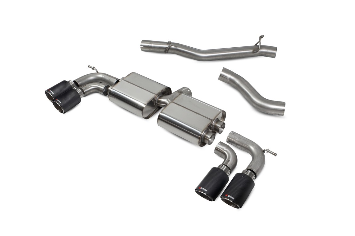 Scorpion Exhaust Non-Resonated Cat/GPF-Back System Without Valves Ascari Tailpipe Audi S3 2.0T 8V 3-Door Facelift GPF Model 2019-2020