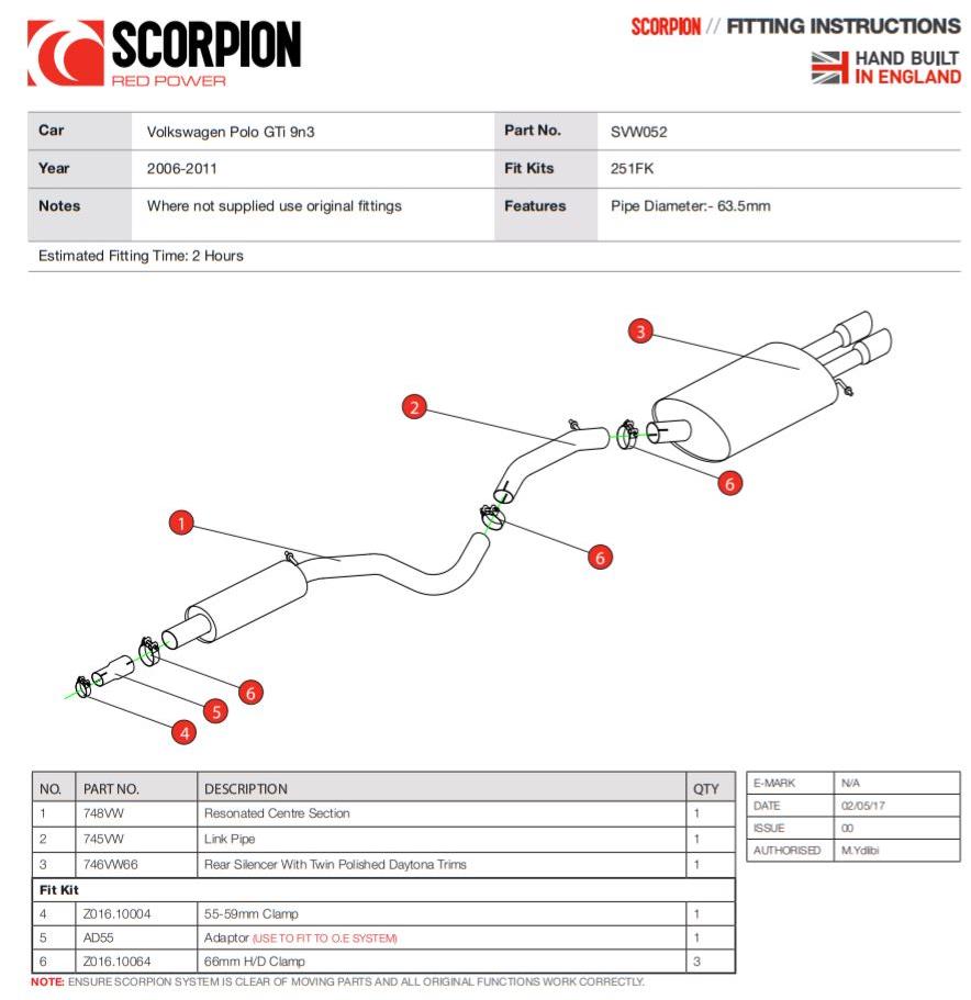 Scorpion Exhaust Res Cat-Back Volkswagen Polo GTI 1.8T 9n3 2006-2011