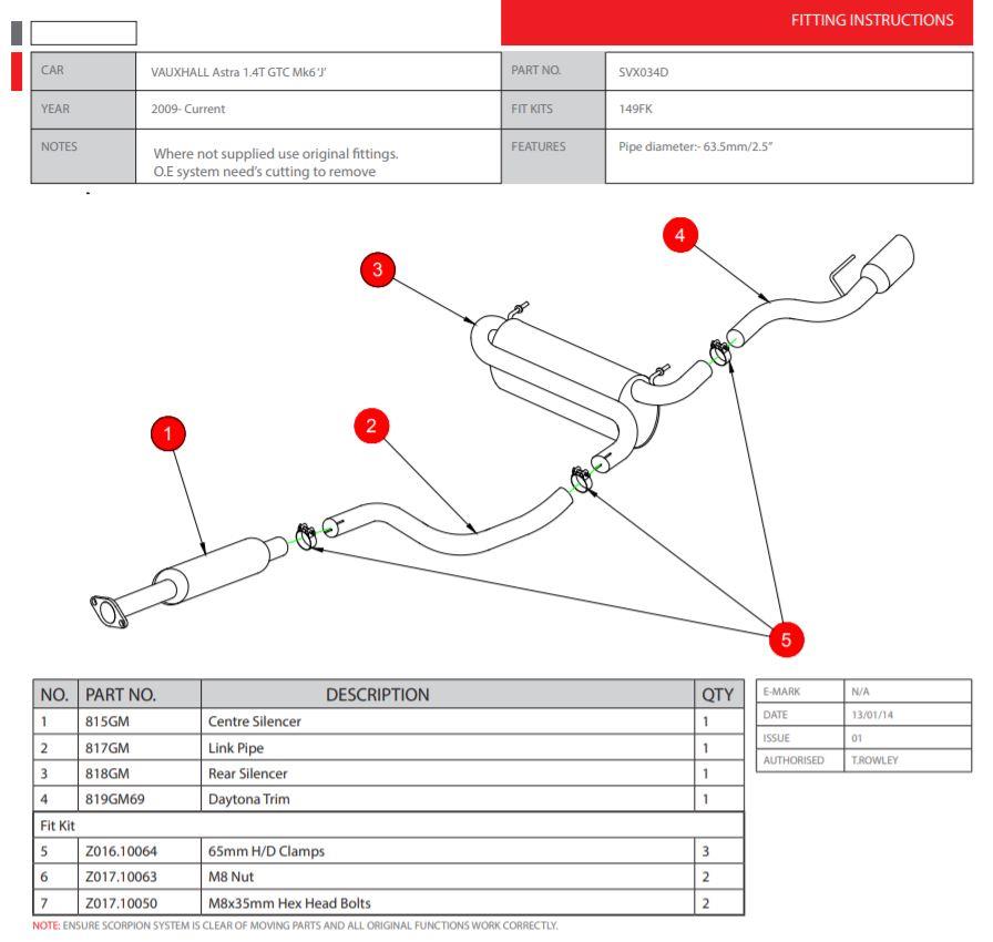 Scorpion Exhaust Res Cat-Back Vauxhall Astra GTC 1.4 Turbo 2009-2015