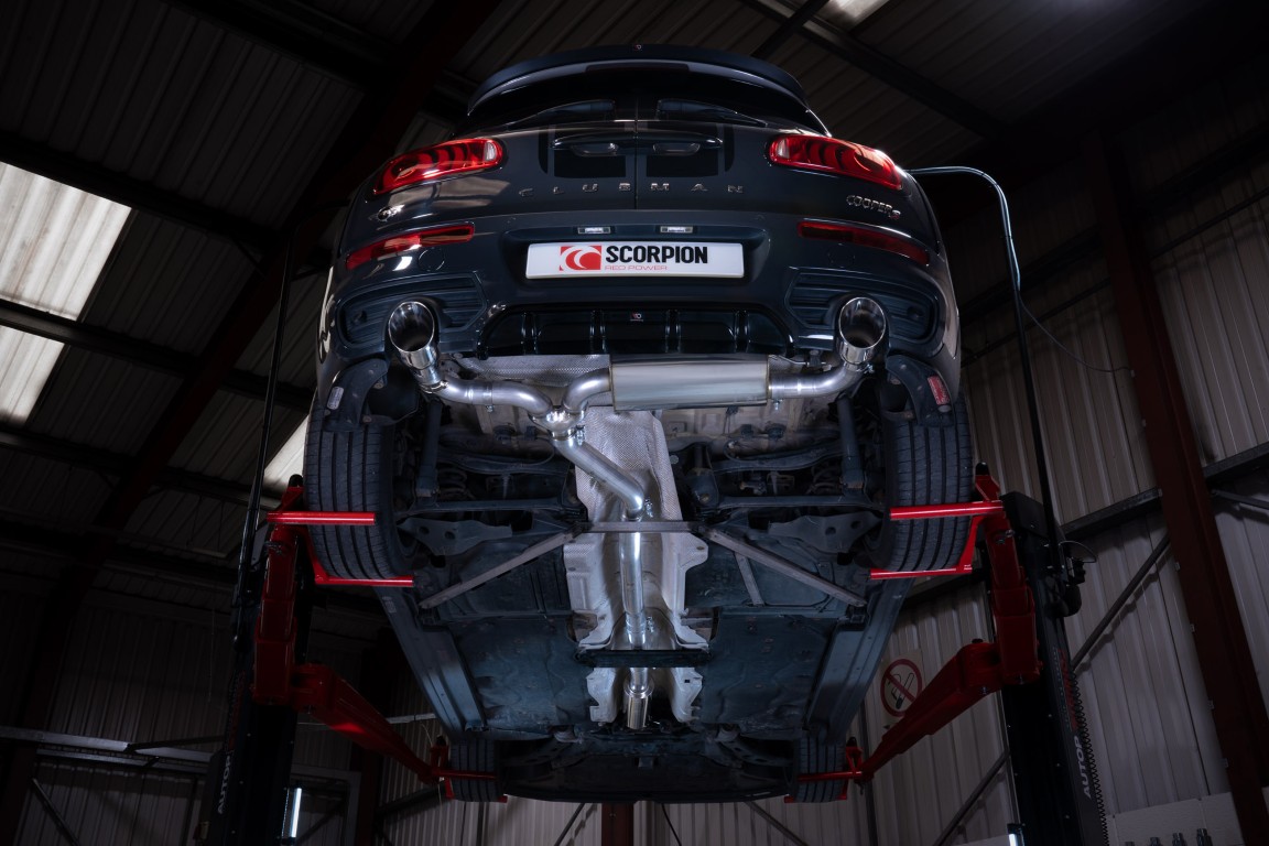 Scorpion Exhaust Tunr Resonated Cat-Back System Daytona Tailpipe Mini Cooper S Clubman F54 Non-GPF Models 2015-2018