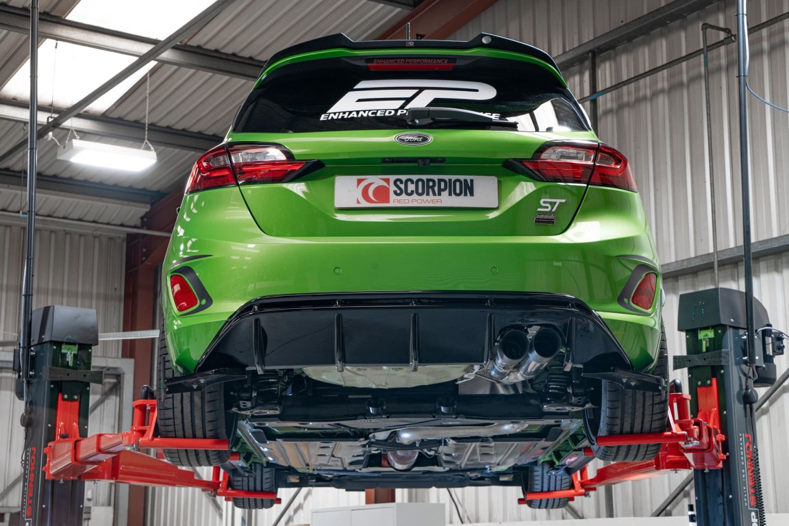 Scorpion Exhaust Predator GPF-Back System With Electronic Valve Daytona Black Ceramic Tailpipe Ford Fiesta MK8.5 ST 2022-2024