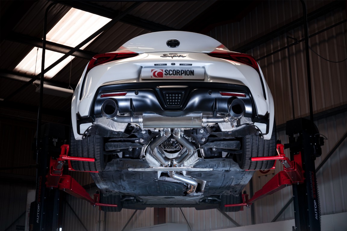 Scorpion Exhaust Cat-Back Daytona Black Ceramic Tailpipe Toyota Supra A90 3.0T ROW Non-GPF Model 2019-2026