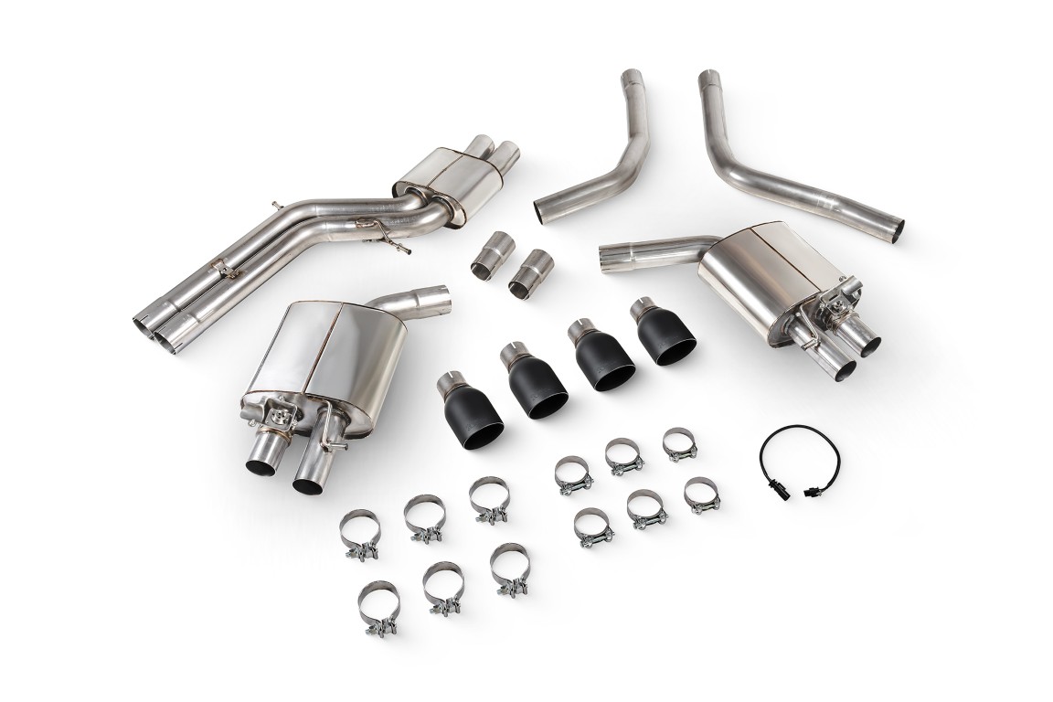 Scorpion Exhaust Resonated Half System With Electronic Valves Daytona Black Ceramic Tailpipe Audi S6 C7 2012-2018
