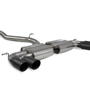 Scorpion Exhaust Non-Resonated Cat/GPF-Back System Without Valves Daytona Black Ceramic Tailpipe Audi S3 2.0T 8V Sportback Facelift GPF Model 2019-2020
