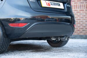 Scorpion Exhaust Resonated Cat-Back System Ford Fiesta EcoBoost 1.0T Fits cars with standard base valance 2013-2017
