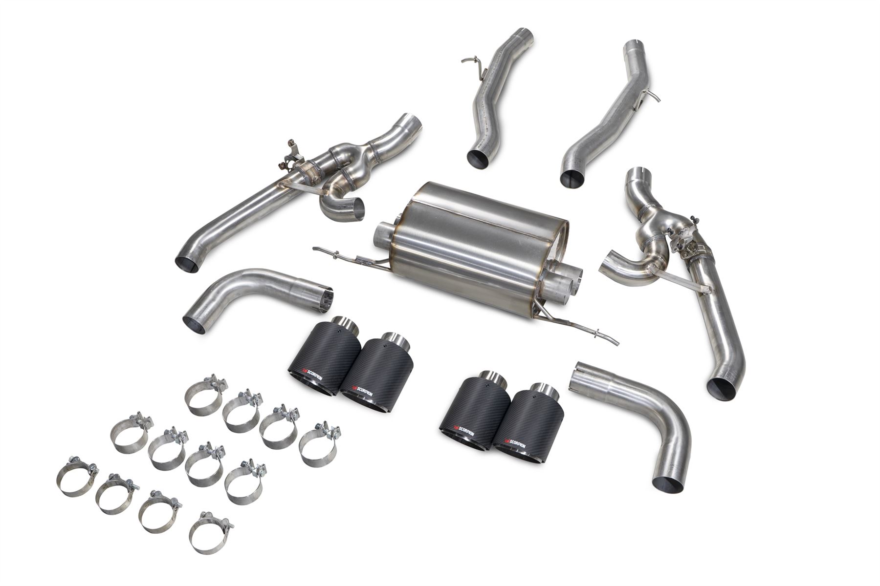 Scorpion Exhaust Half System with Valves Carbon Fibre Trims BMW X3 M Pre LCI 2019-2021