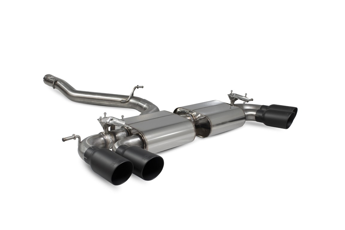 Scorpion Exhaust Non-Resonated Cat/GPF-Back System With Valves Daytona Black Ceramic Tailpipe Audi S3 2.0T 8V 3-Door Facelift Non-GPF Model 2016-2018