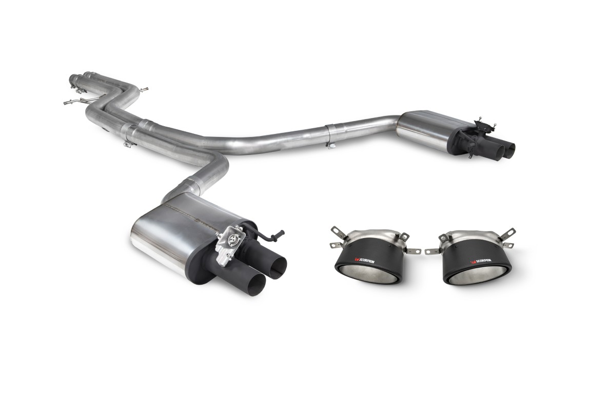 Scorpion Exhaust Non-Resonated Half System With Trims Ascari RS Tailpipe Audi RS7 C7 2013-2018
