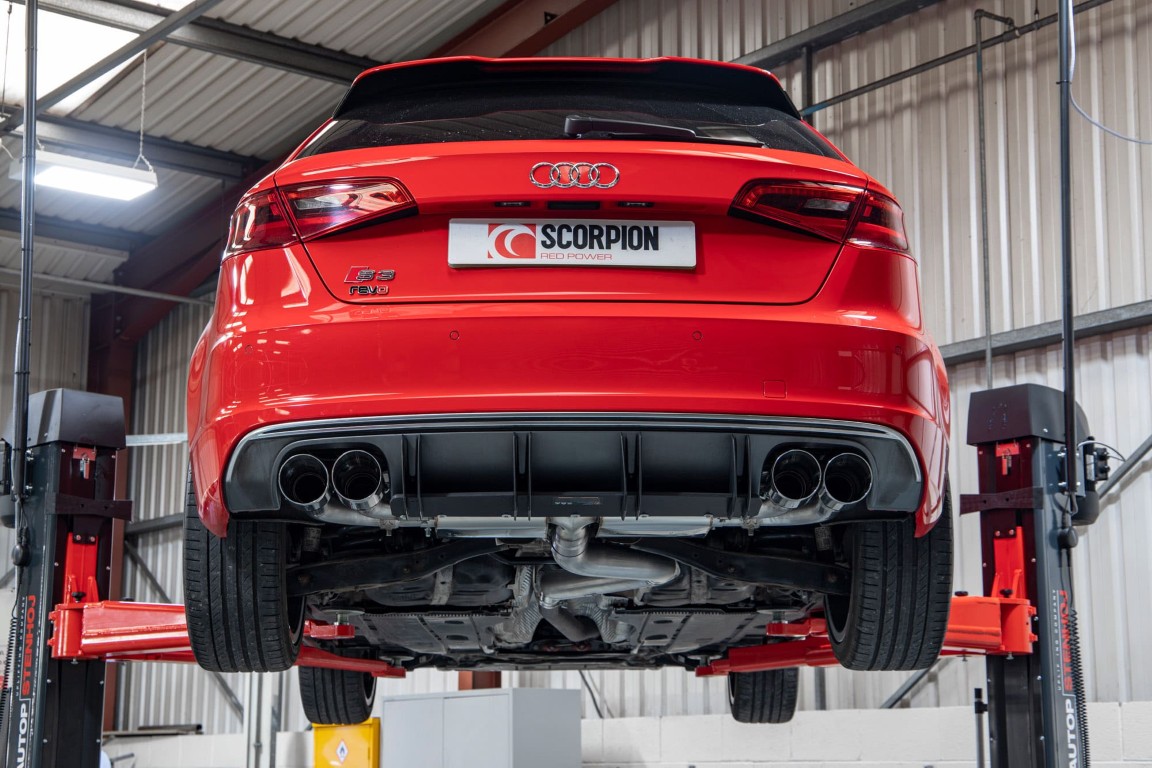 Scorpion Exhaust Non-Resonated Cat/GPF-Back System With Valves Daytona Tailpipe Audi S3 2.0T 8V Sportback Facelift GPF Model 2019-2020
