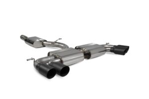 Scorpion Exhaust Resonated Cat/GPF-Back System Without Valves Daytona Black Ceramic Tailpipe Audi S3 2.0T 8V Sportback Facelift Non-GPF Model 2016-2018