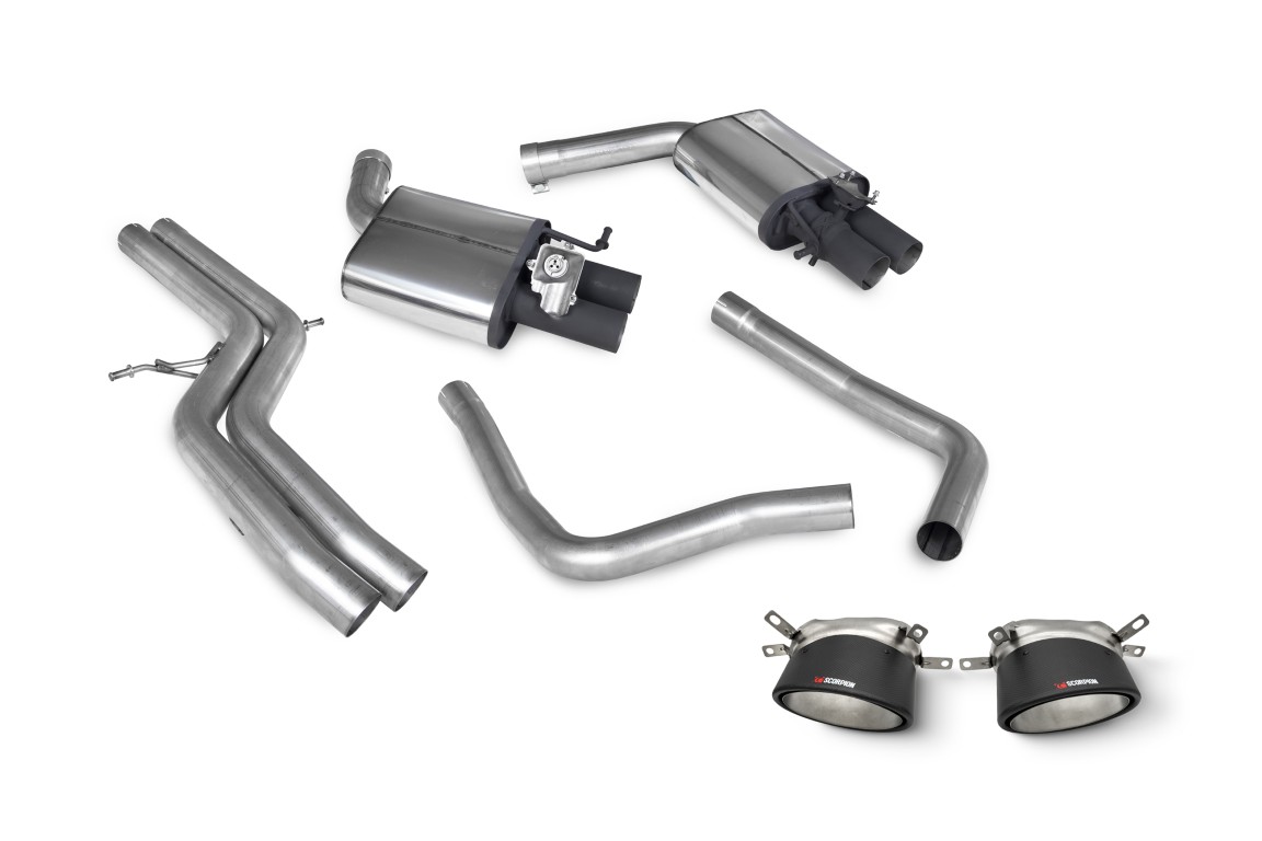 Scorpion Exhaust Non-Resonated Half System With Trims Ascari RS Tailpipe Audi RS7 C7 2013-2018
