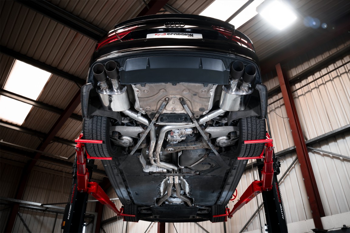 Scorpion Exhaust Non-Res Half System With Electronic Valves Daytona Black Ceramic Tailpipe Audi S7 C7 2012-2018