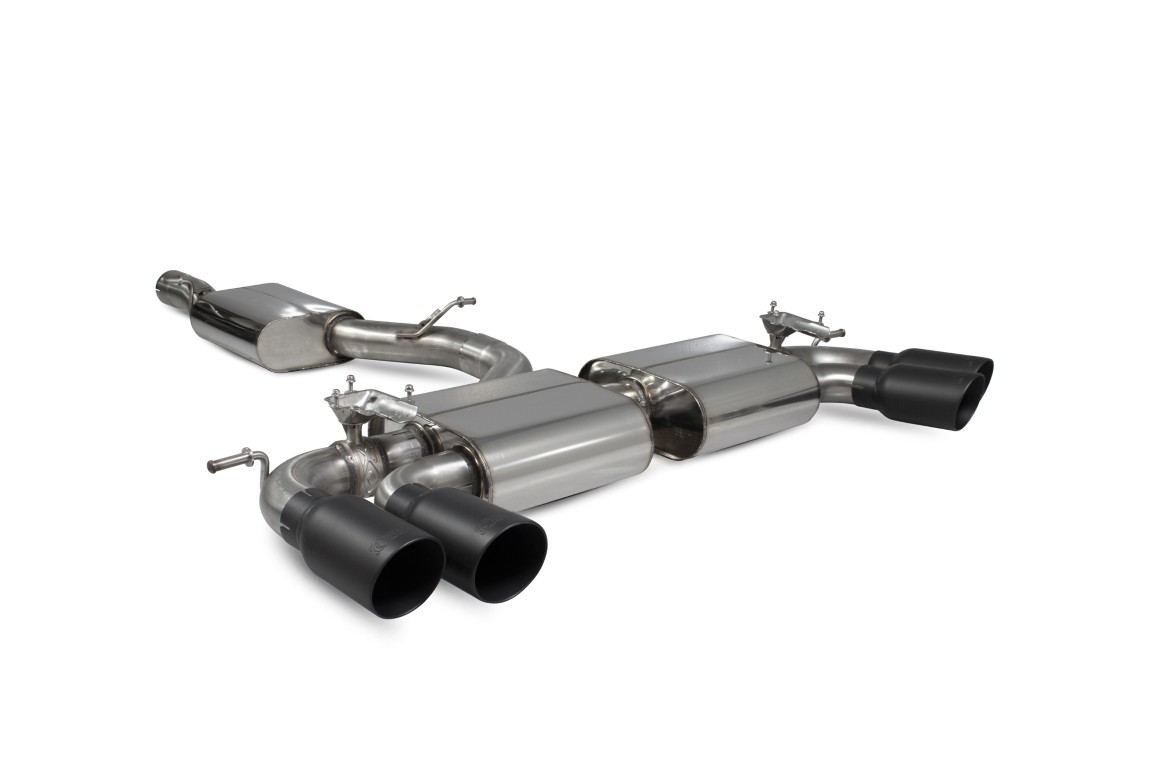 Scorpion Exhaust Resonated Cat/GPF-Back System With Valves Daytona Black Ceramic Tailpipe Audi S3 2.0T 8V Sportback Facelift GPF Model 2019-2020