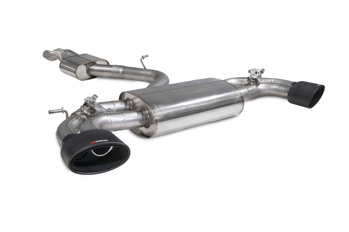 Scorpion Exhaust Resonated Cat/GPF-Back System With Valves Ascari EVO Tailpipe Audi TTRS MK3 Coupe (GPF and Non-GPF Models) 2017-2024