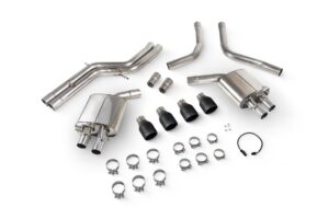 Scorpion Exhaust Non-Res Half System With Electronic Valves Daytona Black Ceramic Tailpipe Audi S7 C7 2012-2018