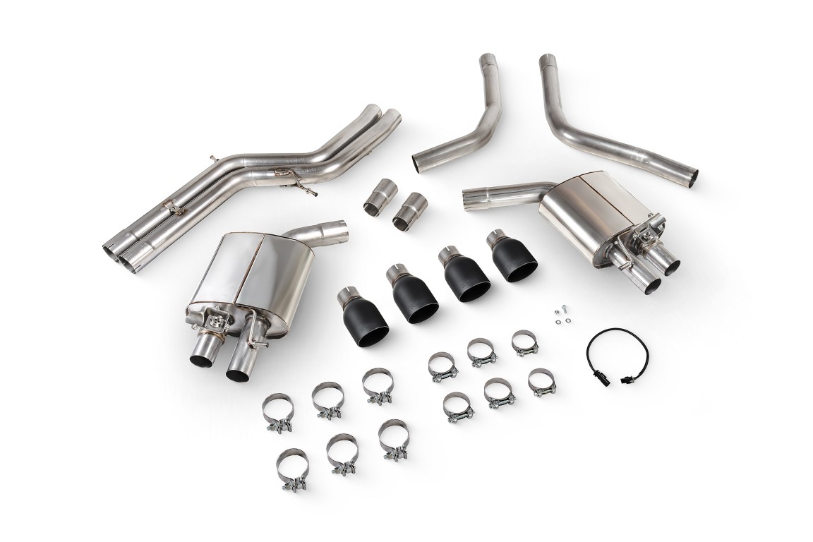Scorpion Exhaust Non-Res Half System With Electronic Valves Daytona Black Ceramic Tailpipe Audi S7 C7 2012-2018