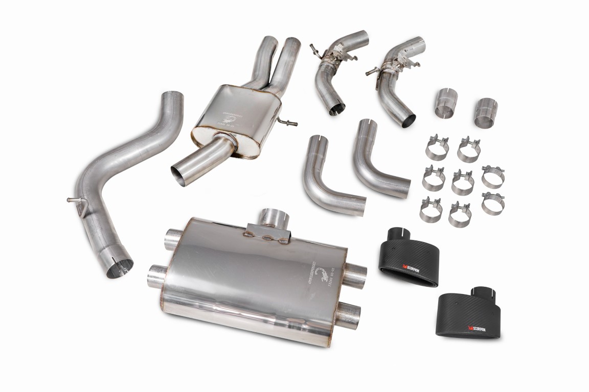 Scorpion Exhaust Resonated Cat/GPF-Back System With Valves Ascari EVO Tailpipe Audi TTRS MK3 Coupe (GPF and Non-GPF Models) 2017-2024