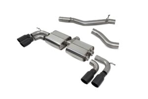 Scorpion Exhaust Non-Resonated Cat/GPF-Back System Without Valves Daytona Black Ceramic Tailpipe Audi S3 2.0T 8V 3-Door Facelift Non-GPF Model 2016-2018