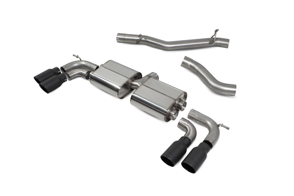 Scorpion Exhaust Non-Resonated Cat/GPF-Back System Without Valves Daytona Black Ceramic Tailpipe Audi S3 2.0T 8V 3-Door Facelift Non-GPF Model 2016-2018
