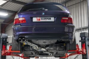 Scorpion Exhaust Cat-Back System Titanium Twin Downturn Trims BMW 325 E46 RWD Petrol 2000-2006