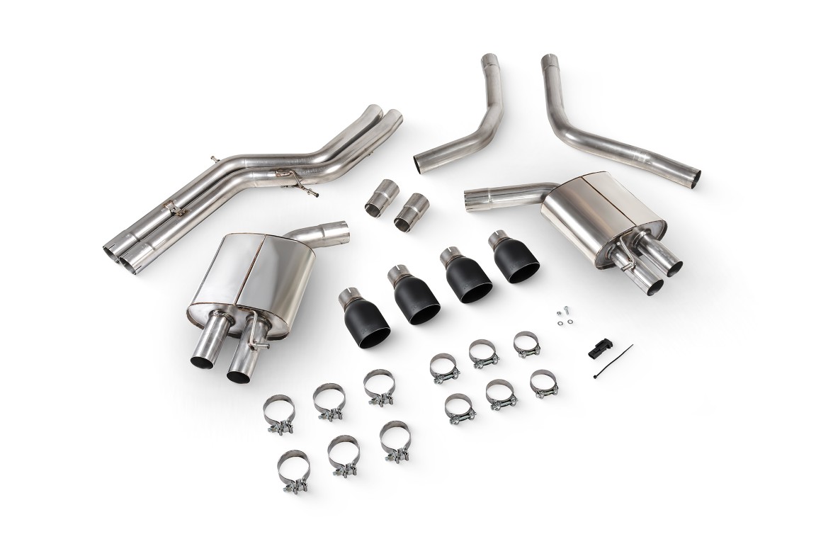 Scorpion Exhaust Non-Resonated Half System With No Valves Daytona Black Ceramic Tailpipe Audi S6 C7 2012-2018