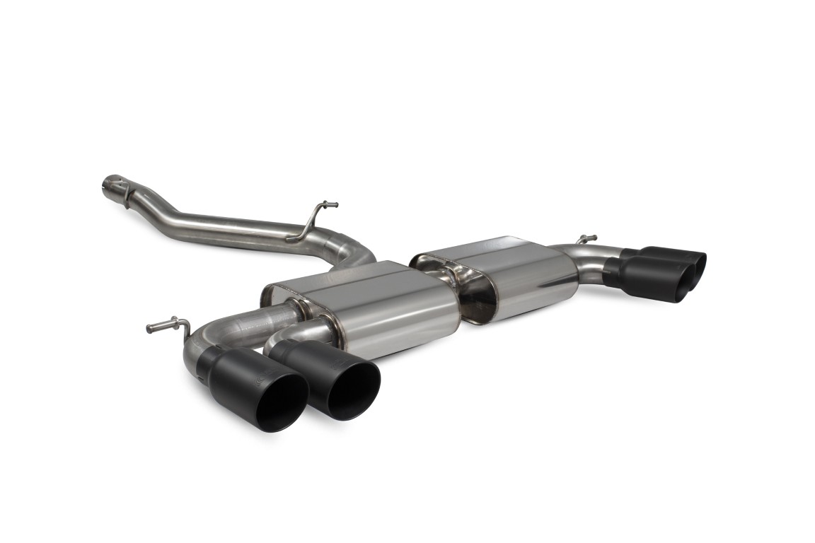 Scorpion Exhaust Non-Resonated Cat/GPF-Back System Without Valves Daytona Black Ceramic Tailpipe Audi S3 2.0T 8V 3-Door Facelift GPF Model 2019-2020